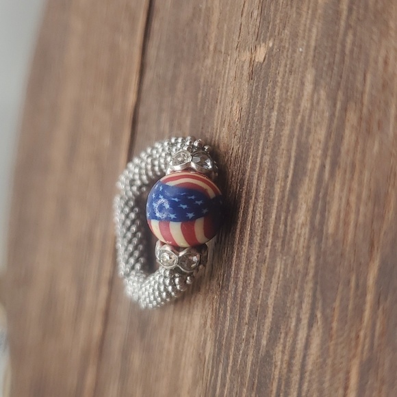 Stretch ring R542 patriotic mesh ring - Picture 2 of 2
